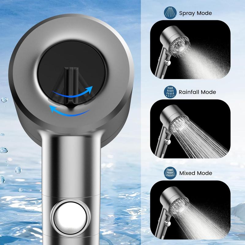 FEELSO Filtered Shower Head with Handheld, High Pressure Water Flow Multiple Modes,Power Wash for Hard Water, with ON/OFF Switch for Pets Bath