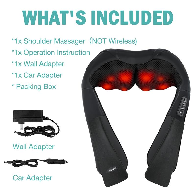 Shiatsu Neck and Back Massager, Electric Shoulder Massager, Car Neck Massage Pillow for Neck, Back, Shoulder, Foot, Leg Massage, Relieve Muscle Pain, Perfect Present for Man/Woman/Family, Thanksgiving, Christmas, New Year Gift