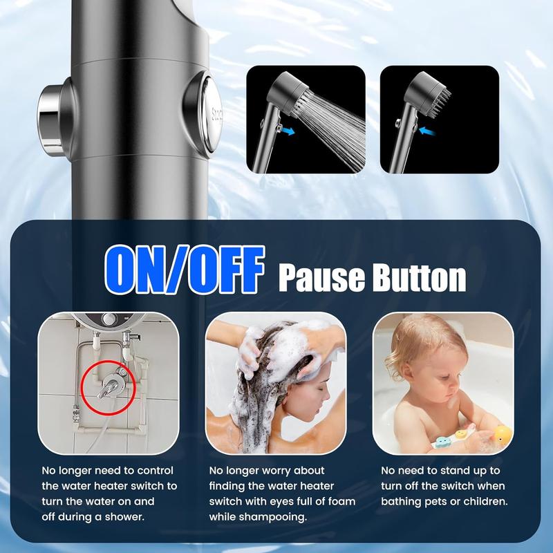 FEELSO Filtered Shower Head with Handheld, High Pressure Water Flow Multiple Modes,Power Wash for Hard Water, with ON/OFF Switch for Pets Bath