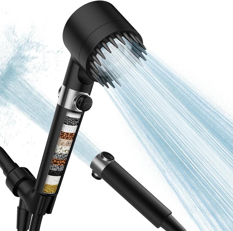 FEELSO Filtered Shower Head with Handheld, High Pressure Water Flow Multiple Modes,Power Wash for Hard Water, with ON/OFF Switch for Pets Bath